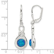 Sterling Silver Polished Blue Opal Knot Leverback Dangle Earrings - Birthstone Company