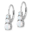 Sterling Silver Rhodium-plated Polished Created Opal Leverback Earrings