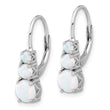 Sterling Silver Rhodium-plated Polished Created Opal Leverback Earrings - Birthstone Company