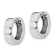 Sterling Silver RH-plated Polished Cr. Opal Hinged Round Hoop Earrings - Birthstone Company