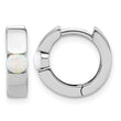 Sterling Silver RH-plated Polished Cr. Opal Hinged Round Hoop Earrings - Birthstone Company