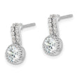 Sterling Silver Rhodium-plated Polished Two Row CZ Drop Post Earrings