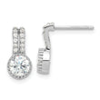 Sterling Silver Rhodium-plated Polished Two Row CZ Drop Post Earrings