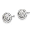 Sterling Silver Rhodium-plated CZ Cluster w/ Halo Jacket Post Earrings - Birthstone Company