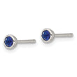 Sterling Silver E-coated Polished Dark Blue CZ Bezel Stud Earrings