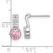 Sterling Silver RH-plated Polished Two Row Pink & White CZ Post Earrings