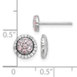 Sterling Silver RH-pltd Pink Crystal Cluster w/ CZ Halo Jacket Post Earring - Birthstone Company