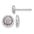 Sterling Silver RH-pltd Pink Crystal Cluster w/ CZ Halo Jacket Post Earring - Birthstone Company