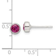 Sterling Silver Polished Pink CZ Round Bezel Stud Earrings
