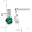 Sterling Silver RH-plated Polished Two Row Green/White CZ Post Earrings