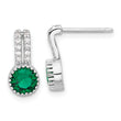 Sterling Silver RH-plated Polished Two Row Green/White CZ Post Earrings