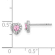 Sterling Silver Rhodium-plated Clear and Pink CZ Heart Post Earrings