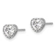 Sterling Silver Rhodium-plated CZ Heart Post Earrings