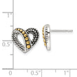 Sterling Silver Gold-tone Antiqued & Beaded Heart Earrings