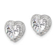 Sterling Silver Rhodium-plated 6mm CZ Heart Post Earrings