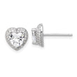 Sterling Silver Rhodium-plated 6mm CZ Heart Post Earrings