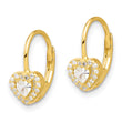 Sterling Silver Gold-tone CZ Heart Leverback Earrings - Birthstone Company