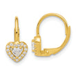Sterling Silver Gold-tone CZ Heart Leverback Earrings