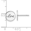 Sterling Silver Rhodium-plated Cursive LOVE On Disc Post Earrings