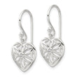 Sterling Silver E-coated with CZ Heart Shepherd Hook Dangle Earrings - Birthstone Company