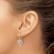 Sterling Silver E-coated with CZ Heart Shepherd Hook Dangle Earrings - Birthstone Company