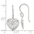 Sterling Silver E-coated with CZ Heart Shepherd Hook Dangle Earrings