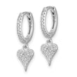 Sterling Silver Rhodium-plated CZ Heart Dangle Hinged Hoop Earrings - Birthstone Company