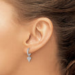 Sterling Silver Rhodium-plated CZ Heart Dangle Hinged Hoop Earrings - Birthstone Company
