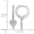 Sterling Silver Rhodium-plated CZ Heart Dangle Hinged Hoop Earrings - Birthstone Company