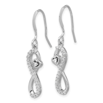 Sterling Silver Rhodium-plated Polished CZ Infinity Heart Dangle Earrings - Birthstone Company