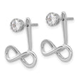 Sterling Silver Rhodium-plated Drop Infinity Jacket CZ Post Earrings - Birthstone Company