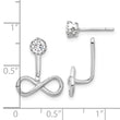 Sterling Silver Rhodium-plated Drop Infinity Jacket CZ Post Earrings - Birthstone Company