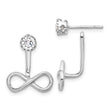 Sterling Silver Rhodium-plated Drop Infinity Jacket CZ Post Earrings