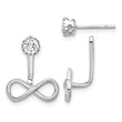 Sterling Silver Rhodium-plated Drop Infinity Jacket CZ Post Earrings - Birthstone Company
