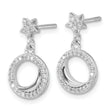 Sterling Silver Rhodium-plated Polished CZ Star Moon Dangle Post Earrings - Birthstone Company