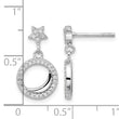 Sterling Silver Rhodium-plated Polished CZ Star Moon Dangle Post Earrings - Birthstone Company