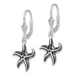 Sterling Silver Rhodium-plated Oxidized Starfish Dangle Leverback Earrings - Birthstone Company