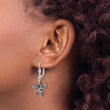 Sterling Silver Rhodium-plated Oxidized Starfish Dangle Leverback Earrings - Birthstone Company