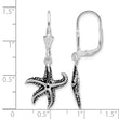 Sterling Silver Rhodium-plated Oxidized Starfish Dangle Leverback Earrings - Birthstone Company