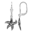 Sterling Silver Rhodium-plated Oxidized Starfish Dangle Leverback Earrings - Birthstone Company