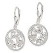 Sterling Silver Polished Sea Life Circle Dangle Leverback Earrings - Birthstone Company