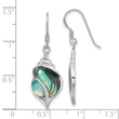 Sterling Silver Rhodium-Plated Polished Abalone Dangle Shell Earrings
