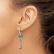 Sterling Silver Rhodium-plated Green CZ Palm Tree Heart Post Hoop Earrings - Birthstone Company
