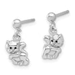 Sterling Silver Rhodium-plated Enameled Cat Post Dangle Earrings