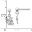Sterling Silver Rhodium-plated Enameled Cat Post Dangle Earrings
