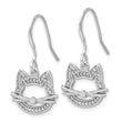 Sterling Silver Rhodium-plated CZ Cat Head Dangle Earrings - Birthstone Company
