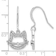 Sterling Silver Rhodium-plated CZ Cat Head Dangle Earrings - Birthstone Company