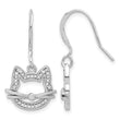 Sterling Silver Rhodium-plated CZ Cat Head Dangle Earrings - Birthstone Company