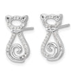 Sterling Silver Rhodium-plated CZ Cat Post Earrings