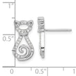 Sterling Silver Rhodium-plated CZ Cat Post Earrings